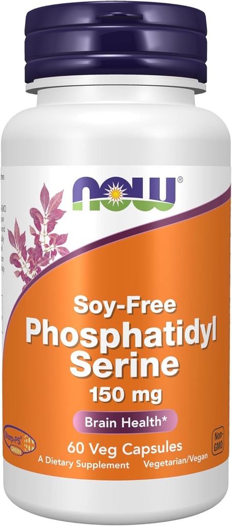 Now Foods Supplements, Soy- Free Phosphatidyl Serine (150mg), Brain Health *, 60 Veg Kapsler