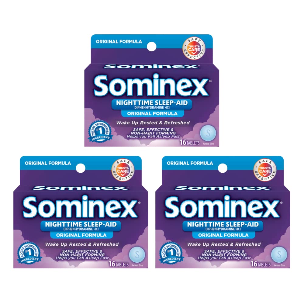 Sominex Original Formula Tablets 16 Tablets (Pack of 3)