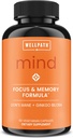 WellPath Mind Brain supplement til hukommelse og fokus med løvens Mane Buddy 124; Ginkgo Biloba og L- Theanin for langsigtet kognitiv support Buddy 124; Vegan, Non- GMO, 60 Ct