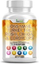 Lions Mane 3000mg 20in1 Mushroom Supplement med Tyrkiet Tail 2000mg Reishi 1000mg Cordyceps Chaga 1000mg Maitake Meshima Poria Cocos Shiitake Oyster Porcini Enoki 60 Greve