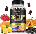 Shilajit Gummies, Pure Himalayan Shilajit Gummies med 100% Shilajit, Shilajit Organic Gummies Rich in Fulvic Acid 85 + Trace Minerals Velegnet til mænd og kvinder, Non- GMO - 60 Gummy