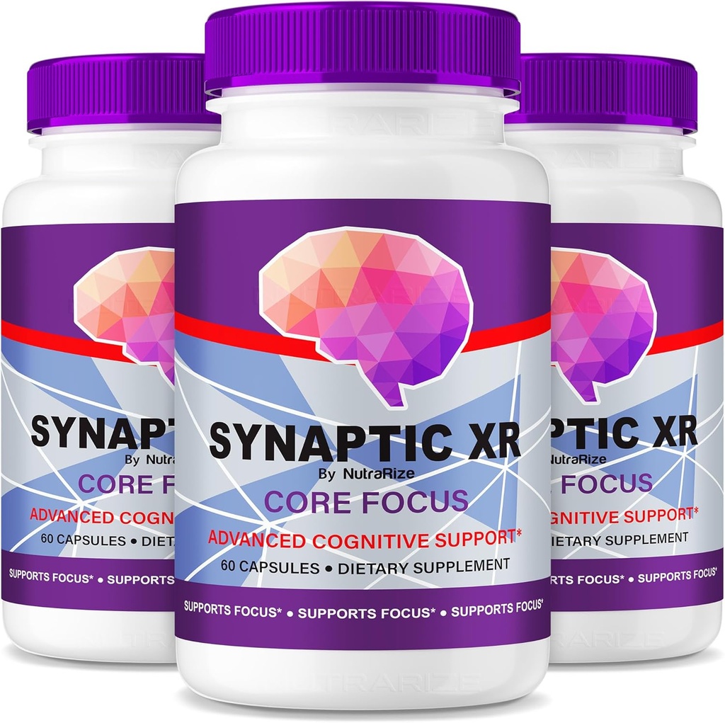 NutraRize (pakke af 3 Synaptic XR - Daily Support Capsules med en balanceret blend for fokus, skarphed, og hverdagspræstation 124; Easy- to- Take Pills for Daily Wellness (180 Kapsler)
