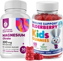 Elderberry Gummies for Kids and Magnesium 200 mg Gummies Sugar- Free - Sund immunsystem Booster og sundhedsstøtte med Elderberries Extract med Magnesium Calm Chews for Kids & Voksen Sugar- Free