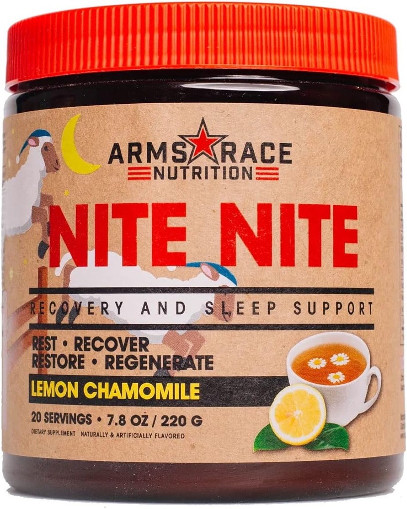 Arms Race Nutrition NITE NITE Recovery and Sleep Support 7.4 oz (20 Servere) (Lemon Kamille)