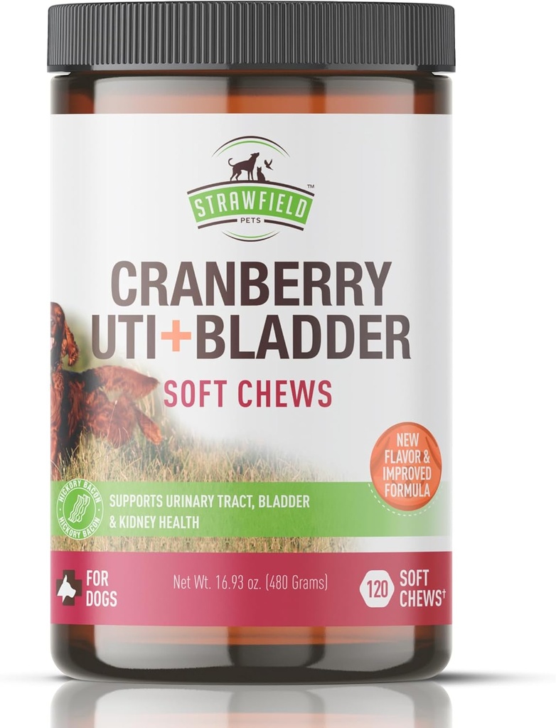 Cranberry Blogen & UTI Chews for Dogs against 124; D- Mannose + C-vitamin til Urinær Tract Support 124; Hundeinkontinens & Bregen Control Supplement 124; Bacon Flavor Soft Chews} 124; 90ct Medical 124; Strawfield Kæledyr