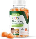 Viteey Zink til børn Gummies 10mg, med C-vitamin & Echinacea - immunforsvar, kraftfuld Natural Antioxidant, Kids Zink Vitamin Supplement - Vegan, Gelatine Free - Tasty Chewable Orange Flavor Gummy