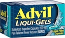Advil Liqui- Gels Pain Reliever og Fever Reducer, Smertemedicin for voksne med Ibuprofen 200 mg for hovedpine, rygsmerter, menstruel smerte og fælles smertelindring - 80 flydende fyldte kapsler