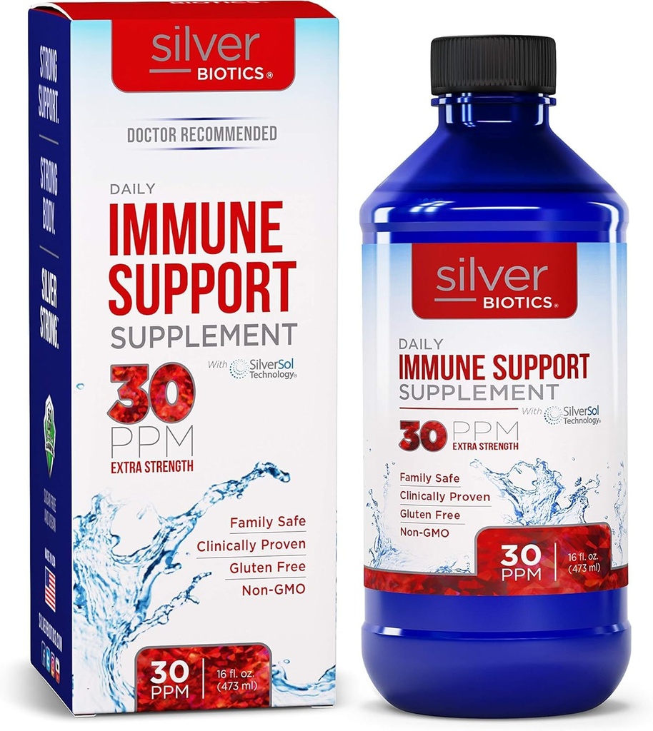 Sølv Bioteknologi 30 PPM ekstra styrke Daglig immunforsvar Support med Patenteret Multivalent Silversol teknologi