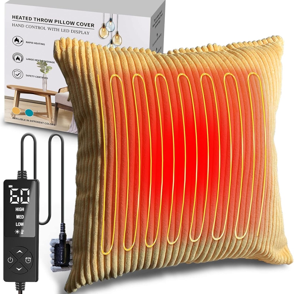 Creatrill Opvarmet Pillow Cover 18x18 (Ingen Pillow Indsæt), Menstruel opvarmning Pad for Rygsmerter Relief, Periode opvarmning Pads for kramper