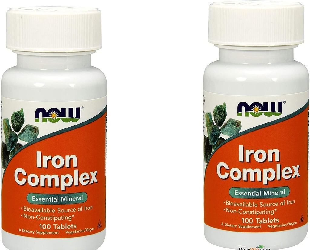 2 flasker af NOW Foods IRON COMPLEX 100 Tabs