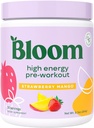 Bloom Nutrition High Energy Pre Workout med Beta Alanine, Ginseng og L Tyrosine for Amino Energy, Natural Coffein Powder fra Green Tea Extract, Keto, Sugar Free Drink Mix, Jordbær Mango
