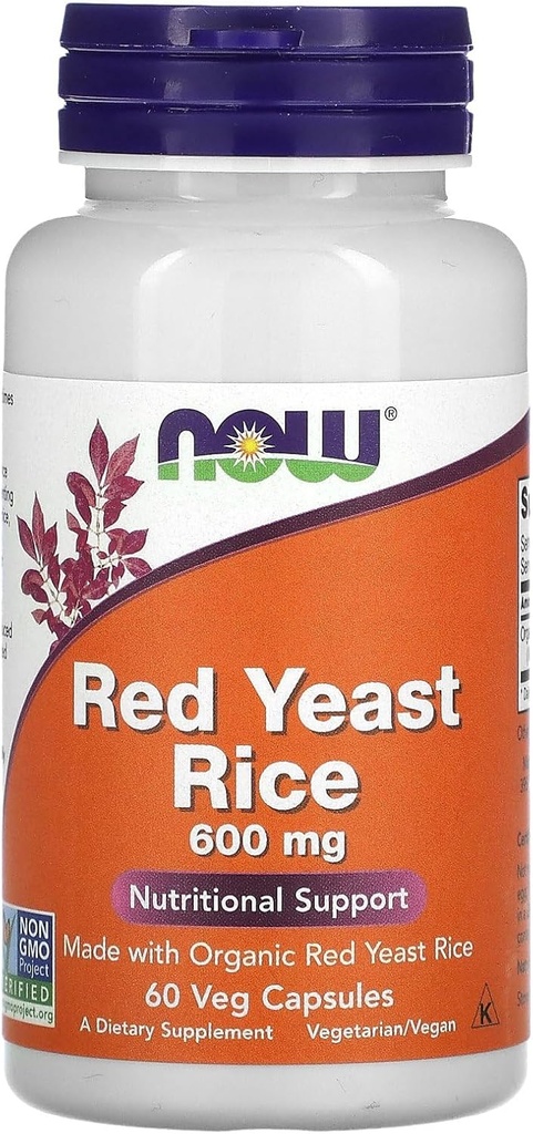 Now Foods Red Yeast Rice, 600 mg, 60 Veg Kapsler