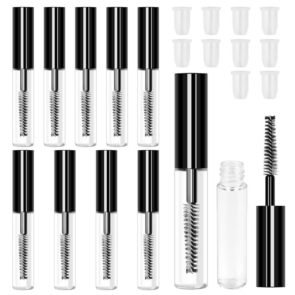 Adecco LLC AHIER 10 stk 4ML Genanvendelig Tomme Flaske Tube Container til Eyelash Growth Oil / Mascara med børste til hjem og rejser (10p)...