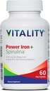 VITALITET Power Iron + Spirulina • 124; 45mg Jern • 124; Blood Builder • 124; Iron Deficiency Support • 124; Vegan • 124; All Natural Supplement • 124; Let på Mave • 124; Kapsler... (60 Tæl (pakke med 1))