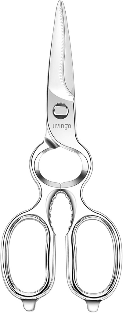 LIVINGO Køkken Smedede sakse Heavy Duty Come Apart Ultra Sharp Multifunktion Rustfrit stål Saks Flaske Opener, Nut Cracker 8,5 tommer