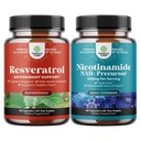 Bundle of Youth Trans Resveratrol Supplement med AMPK Activator for Cellular Health & Vitality og vitamin B3 Niacinamid Mitokondriel Energy & Potent Skin - Niacin Flush Free Nicotinamid 500mg