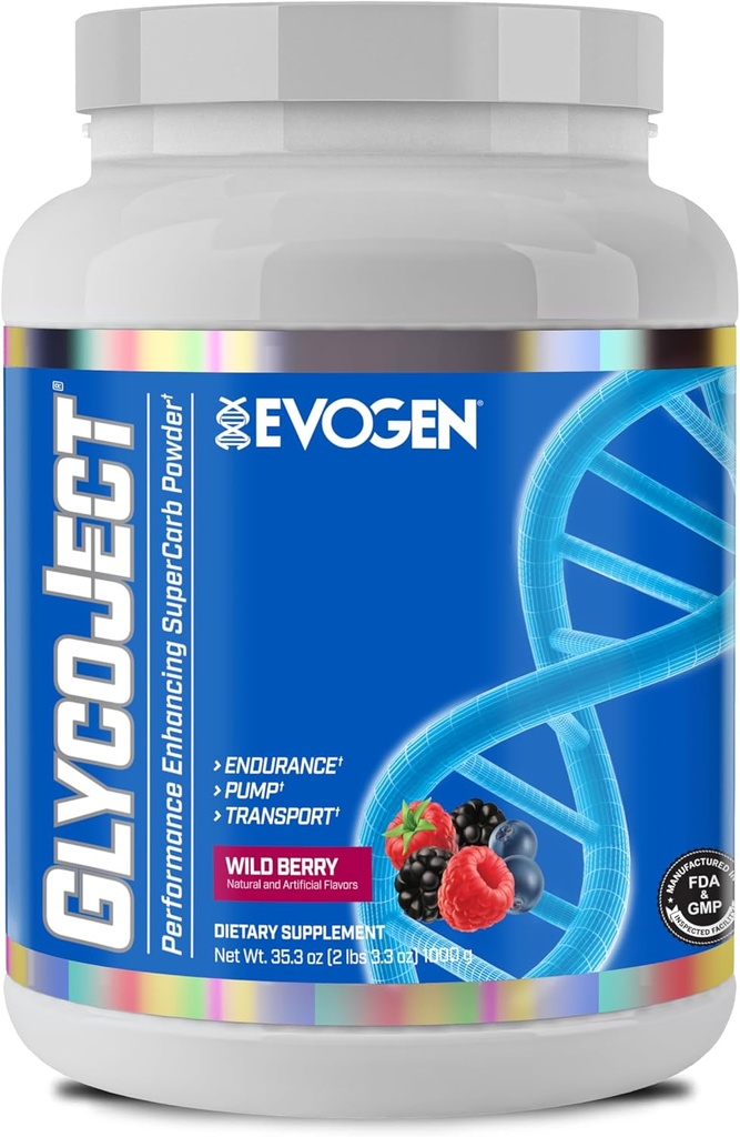 Evogen GlycoJect - Super Carb Powder Name 124; Rapid Absorption for PreWorkout
