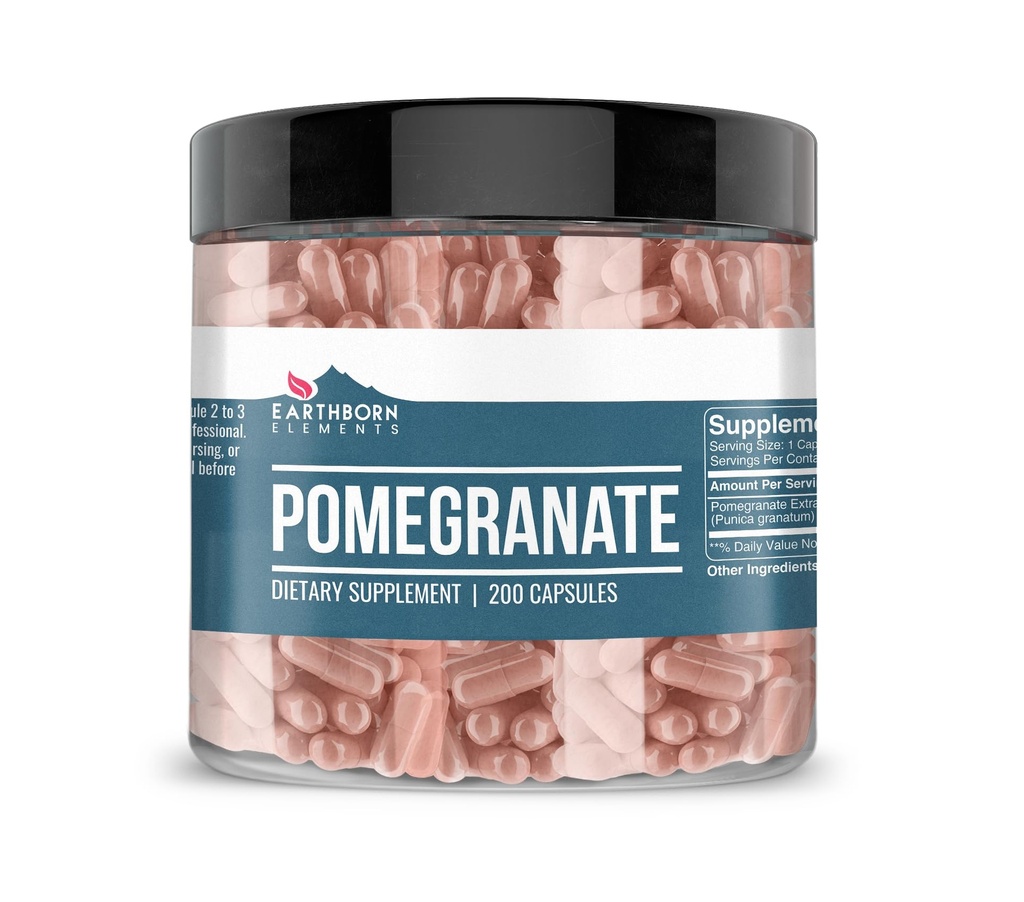 Earthborn Elements Pomegranate 200 Capsules, Pure & Undiluted, No Additives