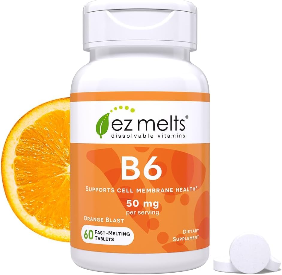 EZ smelter opløselig vitamin B6 50 mg, sukkerfri, 1-måned forsyning - 1 pakke