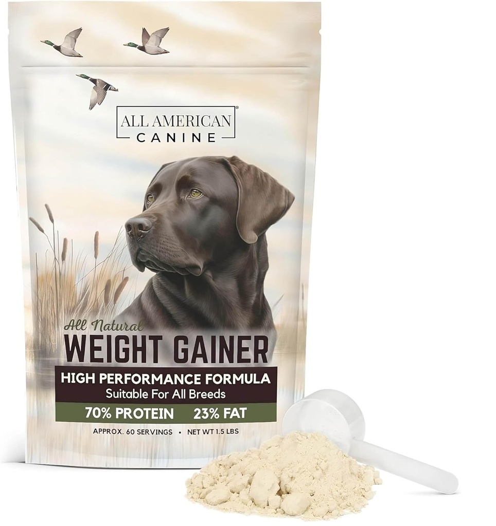 Dog Weight Gainer – High Calorie Dog Food Supplement & Protein Powder for Rapid Weight Gain, Mass, and Recovery – Appetite Stimulant – 60 Servings
