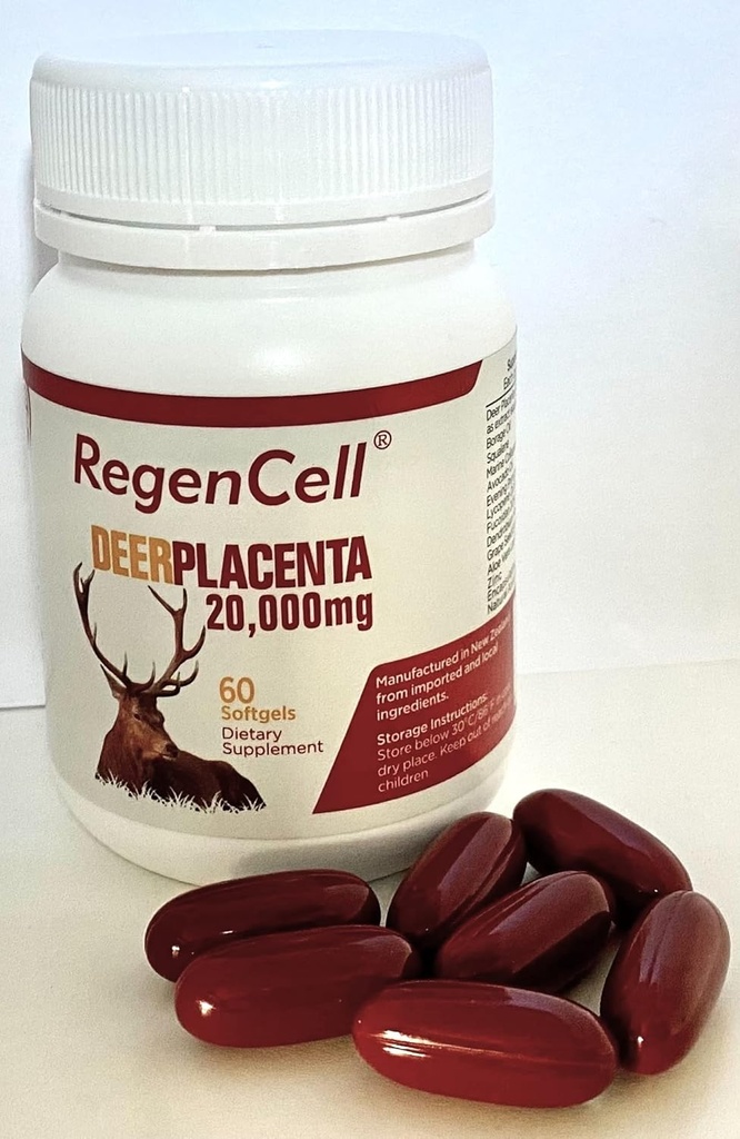Deer Placenta 20,000MG - Skin Health Support - Foryngende og Antiaging- Metabloic & Cellular Health- Immunity Boost -