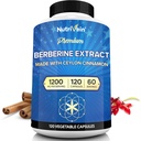Nutrivein Premium Berberine HCL 1200 mg med Ceylon Cinnamon - 120 kapsler: høj- Absorption Berberine supplement til forsvar, fordøjelse, & Metabolisme