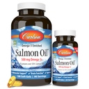 Carlson - Norwegian Salmon Oil, 500 mg Omega- 3s, Norwegian Salmon Oil Supplement, Wild Catht Omega 3 Salmon Oil Capsules, Sustainable Sourced, Brain, Heart & Joint Health, 180 + 50 Softgels
