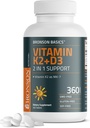 Bronson vitamin K2 D3 (MK7) Supplement Non- GMO formel D3 5000IE (125 mcg) & 90 mcg K2 MK- 7, Let at synke D & K Complex, 360 tabletter
