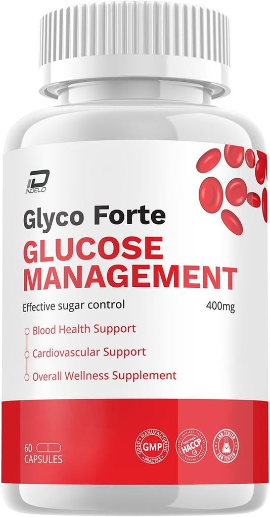 Glyco Forte kapsler - GlycoForte Advanced Supplement, Glyco Forte All Natural Formel to keep Sunde Niveauer, Samlet energistøtte, GlycoForte Maksimal styrke, (1 pakke - 60 kapsler)