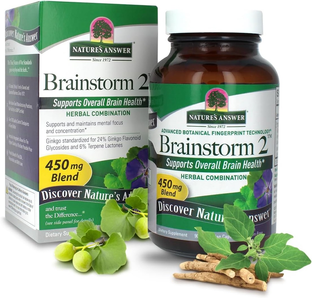 Naturens svar Brainstorm 2 vegetariske kapsler, 90- greve