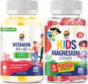 SUNNY SAM-vitamin D3 K2 Gummies 5000 IE & Magnesium Gummies for Kids Citrate Chewable Supplement for Mood & Muscle Support