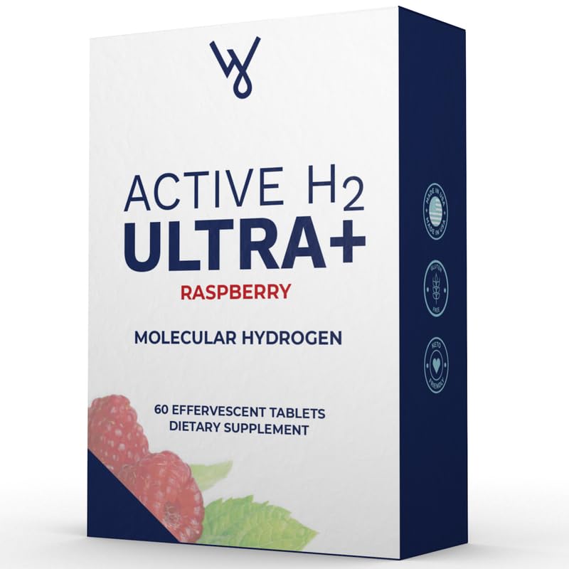 Aktiv H2 Ultra + Hydrogen vand Tablet, Naturlig Hindbær. Understøtter Samlet Well- At være med Fordele ved Molekylær Hydrogen 60 Servere