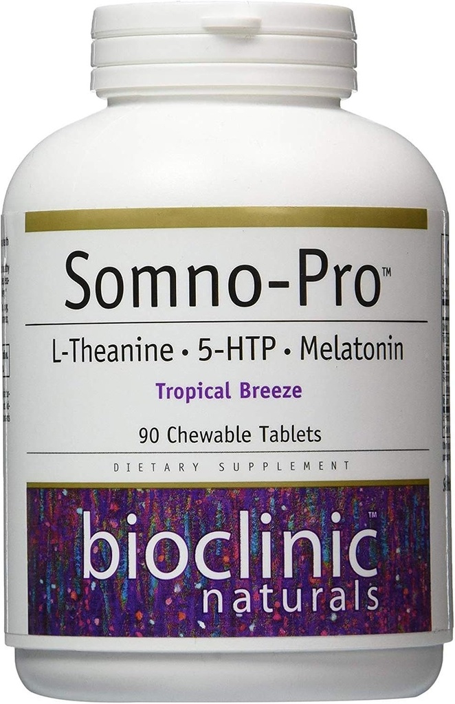 Bioklinik Naturals Somno- Pro L- Theanine - 5 - HTP - Melatonin Tropical Breeze 90 tyggetabletter