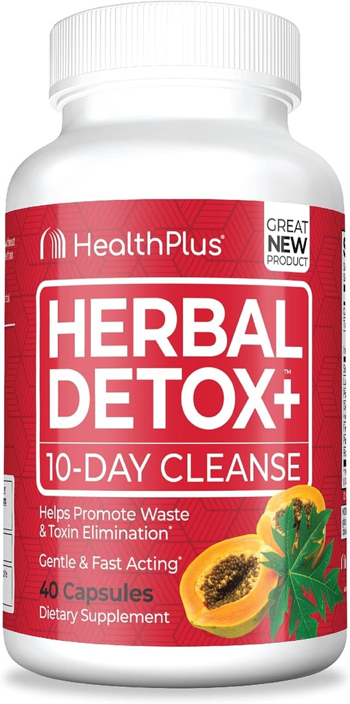 Health Plus Herbal Detox + (10-dages rengøring) 40 kapsler, 20 Servering