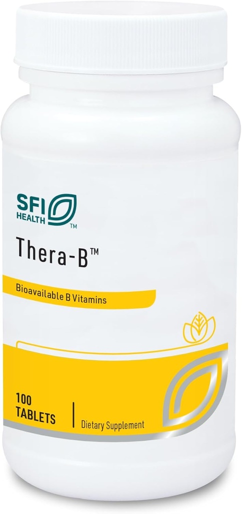 Klaire Labs SFI Health Thera- B - Essential Vitamin B Complex, Hypoallergen Formel med aktiveret Metafolin Folate (L- 5 - MTHF), Biotin & Methylcobalamin (100 tabletter)