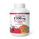 Naturlige faktorer, Kids tyggetabletter C 500 mg, Understøtter immunforsvar, knogler, tænder og tandkød, blandet frugt, 90 Wafers