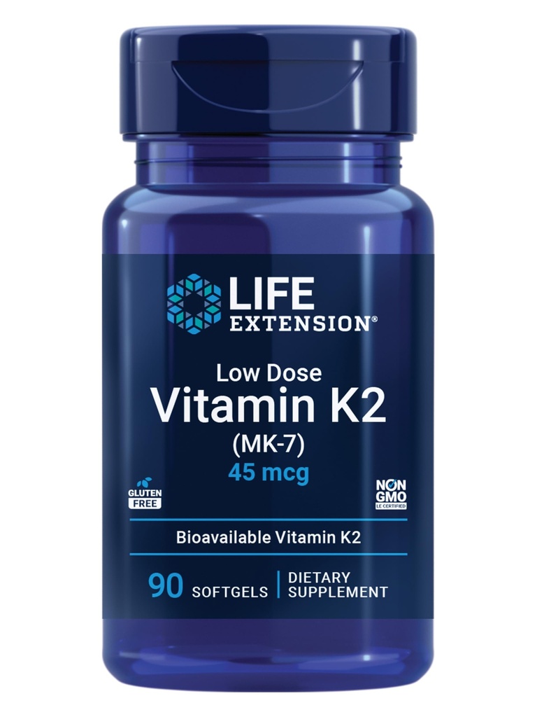 Life Extension Lavdosis Vitamin K2 - Understøtter Arterial Sundhed - Non- GMO, Gluten- Free - 90 Softgels