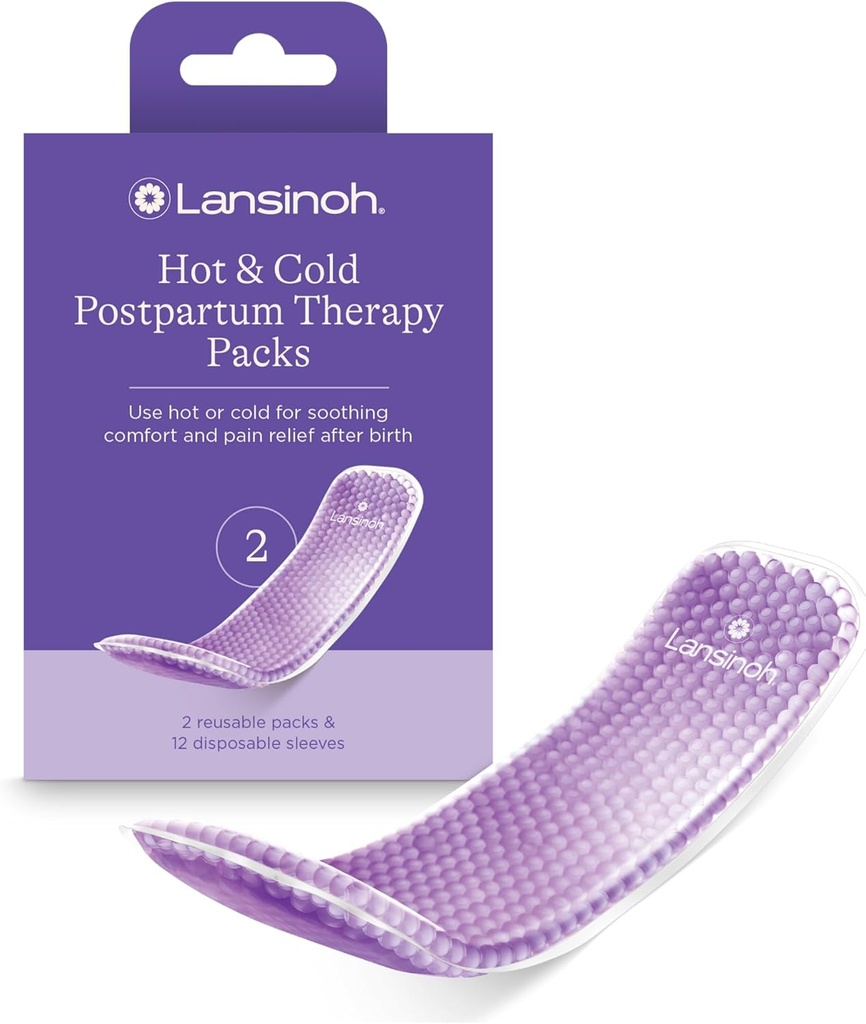 Lansinoh Hot and Cold Postpartum Pads – Reusable Perineal Ice Packs for Postpartum Recovery, Labor & Delivery Essentials, 2 Count