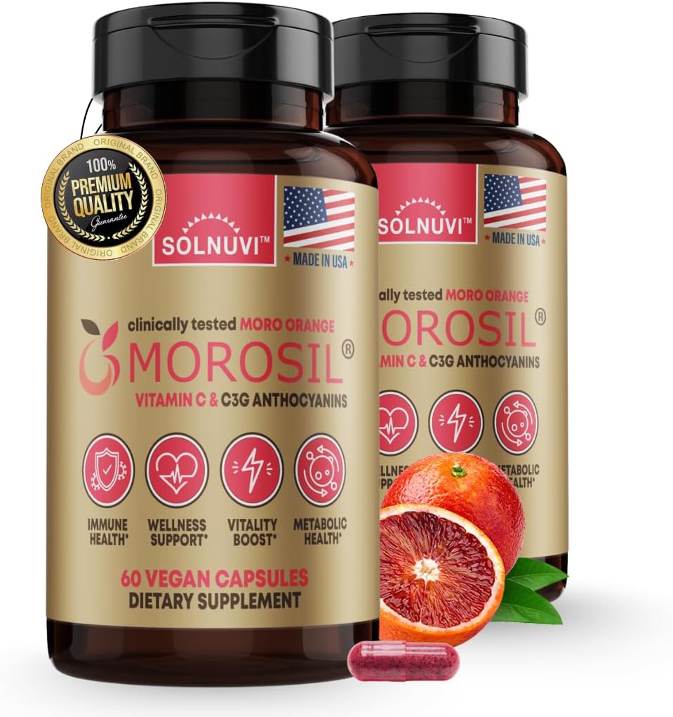 Morosil klinisk testet C3G supplement - Metabolisme, Antioxidant, Wellness Support til mænd og kvinder - 400mg Moro Red Orange ekstrakt - 60 Veggie kapsler - Non- GMO, Gluten- fri, Vegan- Friendly