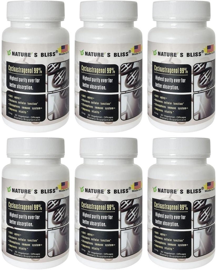 Naturens salighed Mavesyre Protected & Super- Absorption Cycloastagenol 99%, Made in USA, 5mg, 180 caps