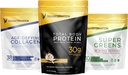 Transformation Vanilla Protein Powder • 124; 30G Multi- Protein Supermix + Grass- Fed Hydrolyzed Collagen Peptider Powder- Hår, Hud, Negle + Organic Super Green Superfood Powder- Immun & Energy Support