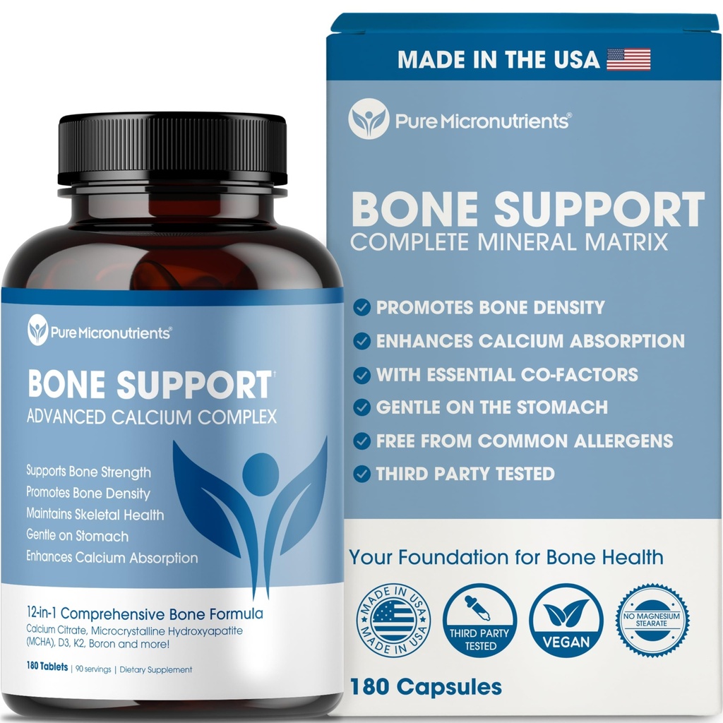 Calciumtilskud til kvinder og mænd - Calcium Citrate & Hydroxyapatite + vitamin D3 K2 Magnesium Zink & mere til Complete Bone Health, 180 tabletter