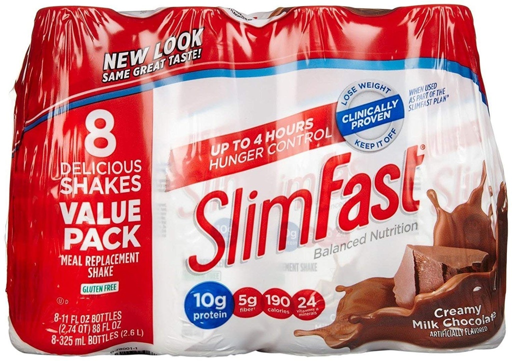 SlimFast Advanced Nutrition Cremet Milk Chocolate - Meal Erstatning - 20g Protein 8 Greve (pakke af 3) Total 24 11OZ Flasker