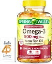Spring Valley Omega-3 fra Fish Oil 500 mg 120 Greve, SoftGels, General & Heart Health Kosttilskud Bundle med Lualls 45 Diabetes Decoded