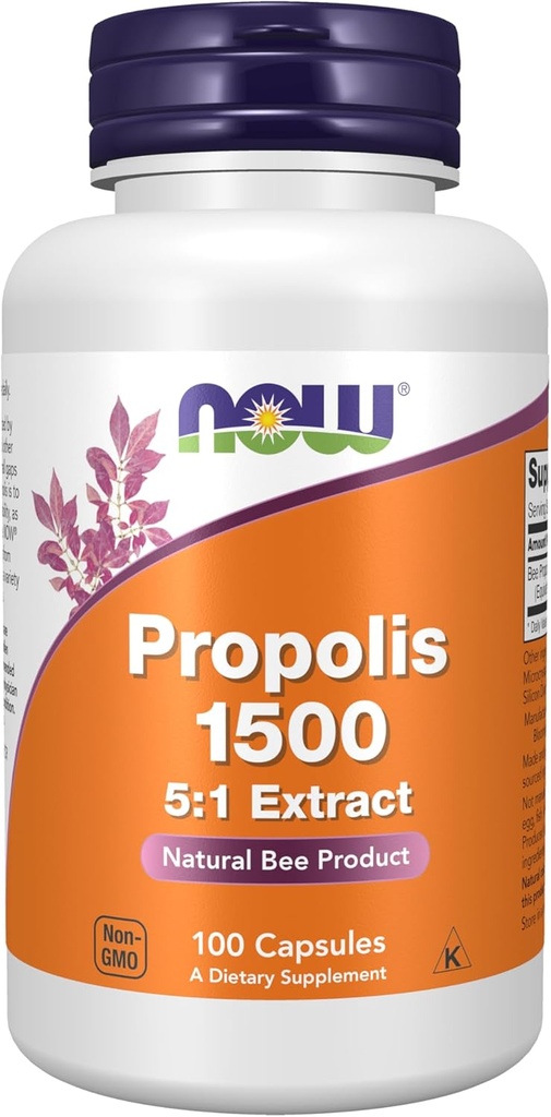 Now Foods Supplements, Propolis 1500 mg med 5: 1 Koncentrat, Naturlig Bee Produkt, 100 Veg kapsler