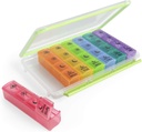 Ezy dosis Weekly (7-dag) Pill Case, Medicine Planner, Vitamin Organizer Box, Praktisk og nem at bruge, X- Large Pop- Out Compartments, 4 gange om dagen, Rainbow Lids med Case, BPA Free