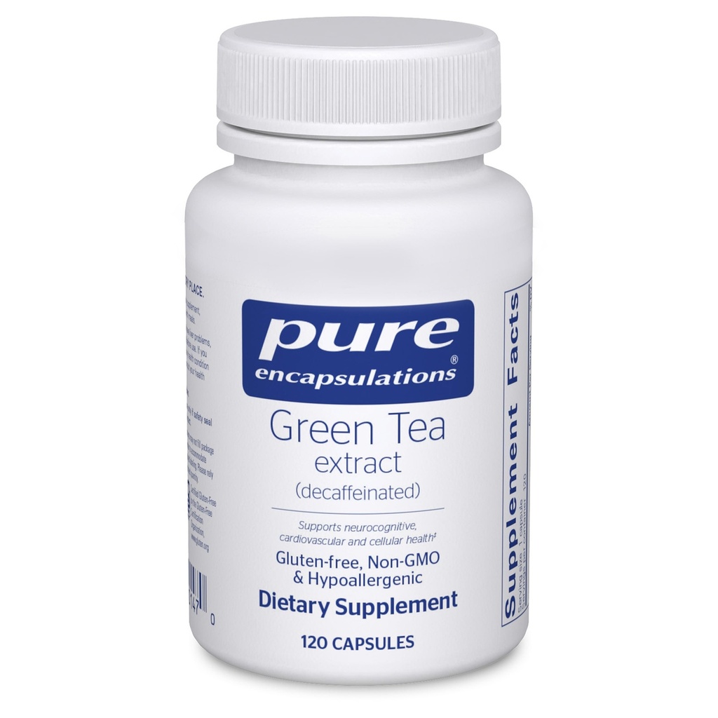 Pure indkapsninger Green Tea Extract (dekaferet); Hypoallergen antioxidant støtte til alle celler i kroppen *; 120 kapsler