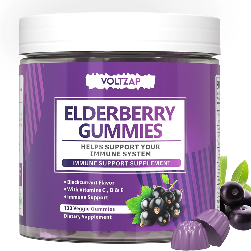 Elderberry Gummies immunforsvar supplement: Elderberry C-vitamin og zink give antioxidant støtte Gluten Free 130 Gummies