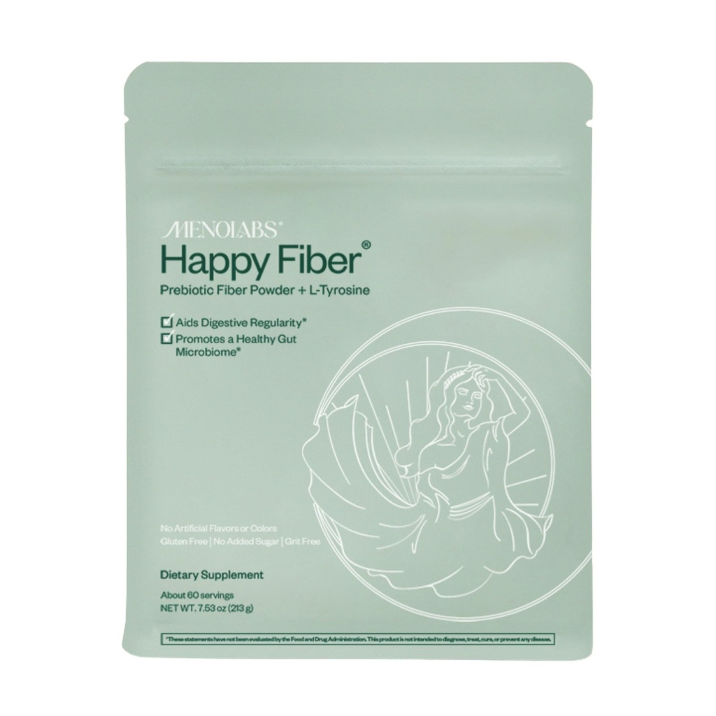 MENOLABS Happy Prebiotic Fiber Supplement - 60 Servering (213 g) - Expertly- Formulated Menopause Kosttilskud til kvinder, med L-Tyrosin