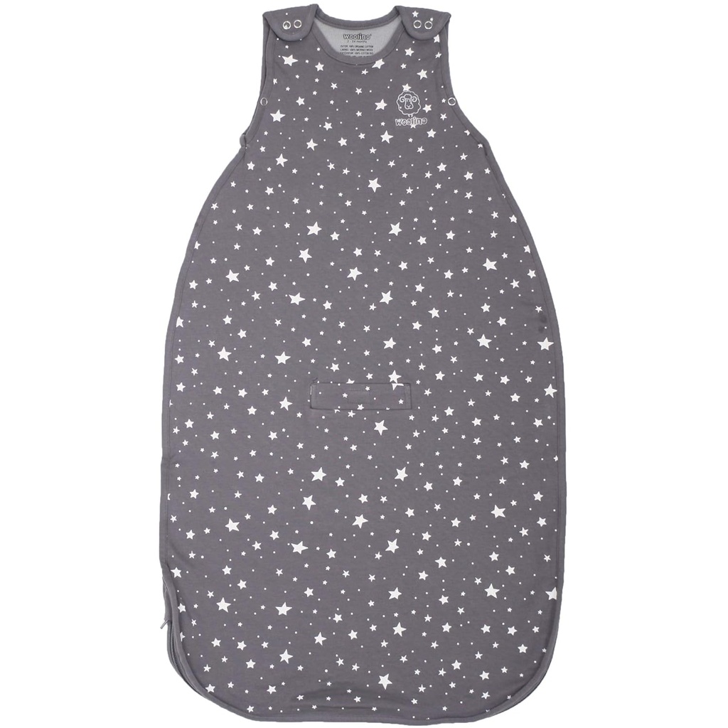 Woolino Merino uld og økologisk bomuld ultimative sovesæk - 4 Sæson - Two-Way lynlås justerbar sovesæk - Universal Size sovesæk til baby (2-24 måneder) - Star Gray